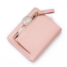 Load image into Gallery viewer, BATSIOE Short Type Ladies Wallet Small Fresh Two-Fold Student Bag Simple Multi-Card Coin Purse, Black, Blue, Pink, Gray, Green, Lotus Pink