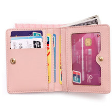 Load image into Gallery viewer, BATSIOE Short Type Ladies Wallet Small Fresh Two-Fold Student Bag Simple Multi-Card Coin Purse, Black, Blue, Pink, Gray, Green, Lotus Pink