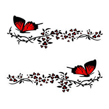 Load image into Gallery viewer, 2 Pairs R729 Butterfly Flower Car Sticker Butterfly Love Flower Personality Engine Cover Body Decorative Sticker, Pink, Red