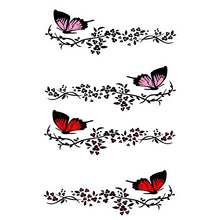 Load image into Gallery viewer, 2 Pairs R729 Butterfly Flower Car Sticker Butterfly Love Flower Personality Engine Cover Body Decorative Sticker, Pink, Red