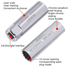 Load image into Gallery viewer, Car Spark Plug Sleeve Wrench Thin Flames Disassembly Tool, Specification:, 12mm (Shrapnel), 14mm (Shrapnel), 14mm (Magnetic), 16mm (Magnetic), 16mm (Glue Cover)
