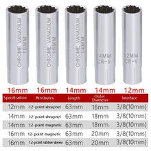 Load image into Gallery viewer, Car Spark Plug Sleeve Wrench Thin Flames Disassembly Tool, Specification:, 12mm (Shrapnel), 14mm (Shrapnel), 14mm (Magnetic), 16mm (Magnetic), 16mm (Glue Cover)