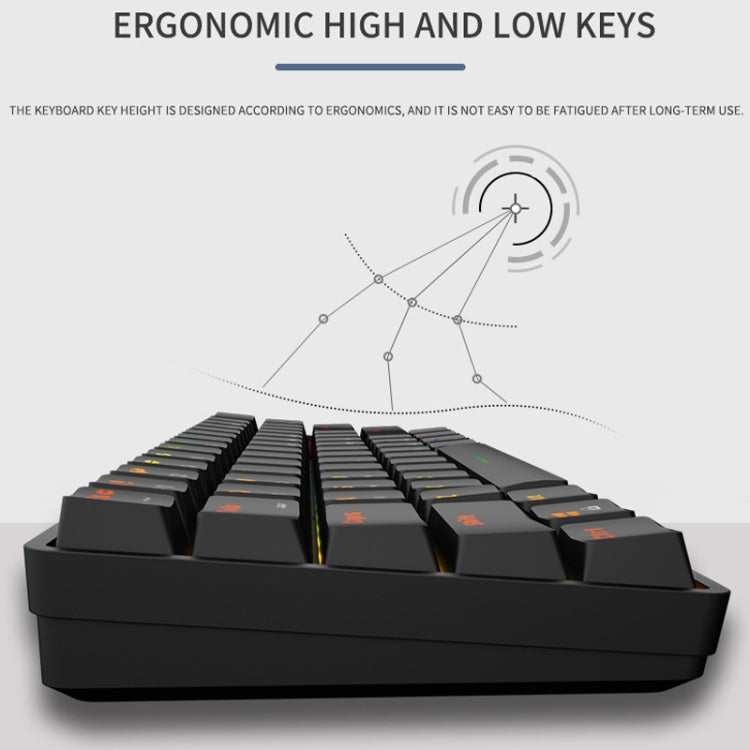 LEAVEN K28 61 Keys Gaming Office Computer RGB Wireless Bluetooth + Wired Dual Mode Mechanical Keyboard, Cabel Length:1.5m, Green Axis (Black), Green Axis (White), Green Axis (Blue), Green Axis (Pink), Red Axis (Black), Red Axis (White), Red Axis (Blue)...