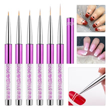 Load image into Gallery viewer, Nail Art Drawing Pen Purple Drill Rod Color Painting Flower Stripe Nail Brush With Pen Cover, Specification: 5mm, 20mm, 15mm, 11mm, 9mm, 7mm, 5mm