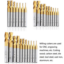 Load image into Gallery viewer, High-Speed Steel And Aluminum End Face Milling Cutter With Straight Shank Titanium-Plated Milling Cutter, 7 PCS/Set, 10 PCS/Set, 11 PCS/Set