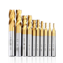Load image into Gallery viewer, High-Speed Steel And Aluminum End Face Milling Cutter With Straight Shank Titanium-Plated Milling Cutter, 7 PCS/Set, 10 PCS/Set, 11 PCS/Set