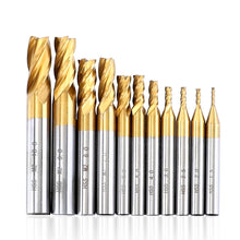 Load image into Gallery viewer, High-Speed Steel And Aluminum End Face Milling Cutter With Straight Shank Titanium-Plated Milling Cutter, 7 PCS/Set, 10 PCS/Set, 11 PCS/Set
