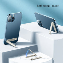 Load image into Gallery viewer, Oatsbasf 03654 Mini Mobile Phone Holder Back Sticker Portable Folding Desktop Multifunctional Magnetic Stand, 03654 Grey, 03654 Gold
