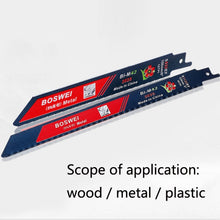 Load image into Gallery viewer, BOSWEI Hardcore Reciprocating Saw Strip Fine Teeth Saber Saw Blade Metal Plastic Wood Bimetal Curve Saw Blade, S922EF, S1122BF, S1122EF, S1222BF, S1222EF