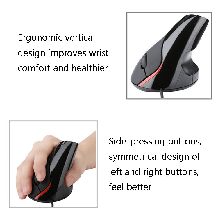 JSY-12 5 Keys USB Wired Vertical Mouse Ergonomic Wrist Brace Optical Mouse, Purple, Blue, Black, Silver Gray