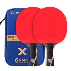 HUIESON Six Star 5-Layer Chicken Wing Tip + 2 Layer Carbon Double Side Continuous Table Tennis Racket, A Pair