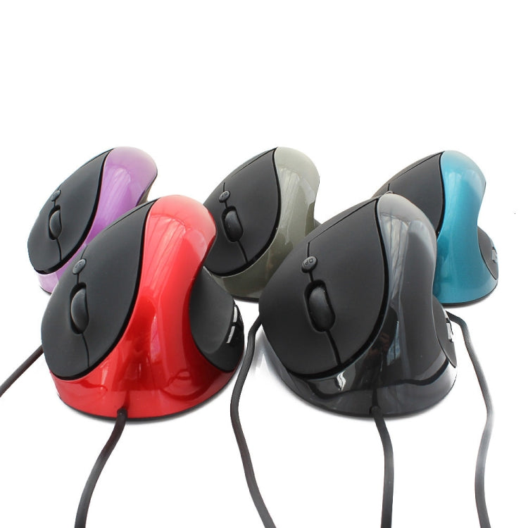 JSY-05 6 Keys Wired Vertical Mouse Ergonomics Brace Optical Mouse, White, Red, Purple, Blue, Black, Silver Gray