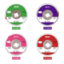Load image into Gallery viewer, 4 PCS Silk Wire Deficiency Tin With Low Residue Strip BGA To Remove Tin Welding Strip Electronic Maintenance Welding Material, CP-2015 2.0mm x 1.5m, CP-2515 2.5mm x 1.5m, CP-3015 3.0mm x 1.5m, CP-3515 3.5mm x 1.5m