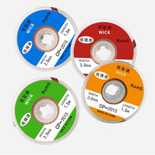Load image into Gallery viewer, 4 PCS Silk Wire Deficiency Tin With Low Residue Strip BGA To Remove Tin Welding Strip Electronic Maintenance Welding Material, CP-2015 2.0mm x 1.5m, CP-2515 2.5mm x 1.5m, CP-3015 3.0mm x 1.5m, CP-3515 3.5mm x 1.5m