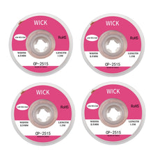 Load image into Gallery viewer, 4 PCS Silk Wire Deficiency Tin With Low Residue Strip BGA To Remove Tin Welding Strip Electronic Maintenance Welding Material, CP-2015 2.0mm x 1.5m, CP-2515 2.5mm x 1.5m, CP-3015 3.0mm x 1.5m, CP-3515 3.5mm x 1.5m