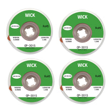 Load image into Gallery viewer, 4 PCS Silk Wire Deficiency Tin With Low Residue Strip BGA To Remove Tin Welding Strip Electronic Maintenance Welding Material, CP-2015 2.0mm x 1.5m, CP-2515 2.5mm x 1.5m, CP-3015 3.0mm x 1.5m, CP-3515 3.5mm x 1.5m