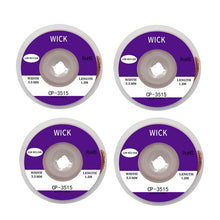 Load image into Gallery viewer, 4 PCS Silk Wire Deficiency Tin With Low Residue Strip BGA To Remove Tin Welding Strip Electronic Maintenance Welding Material, CP-2015 2.0mm x 1.5m, CP-2515 2.5mm x 1.5m, CP-3015 3.0mm x 1.5m, CP-3515 3.5mm x 1.5m