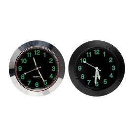 Car Clock Night Light Electronic Clock Car Decoration Quartz, Silver Border, Black Border