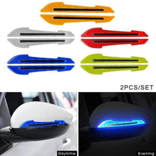Load image into Gallery viewer, 4 Sets Car Reflective Sticker Door Border Anti-Collision Strip Leaf Board Personality Rear View Mirror Warning Sticker, Red, Yellow, White, Green, Blue