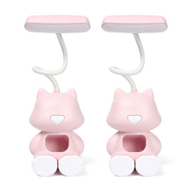 2 PCS FY6601 Cartoon Pen Holder Reading Desk Lamp LED Eye Protection Dormitory Student Bedroom Lamp
