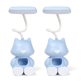 2 PCS FY6601 Cartoon Pen Holder Reading Desk Lamp LED Eye Protection Dormitory Student Bedroom Lamp