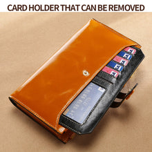 Load image into Gallery viewer, Leather Lady Wallet Multi-Card Slot Retro Oil Wax Leather Wallet Long Type RFID Anti-Theft Brush Clutch, Brown, Royal Blue, Rose Red, Purple, Black, Wine Red