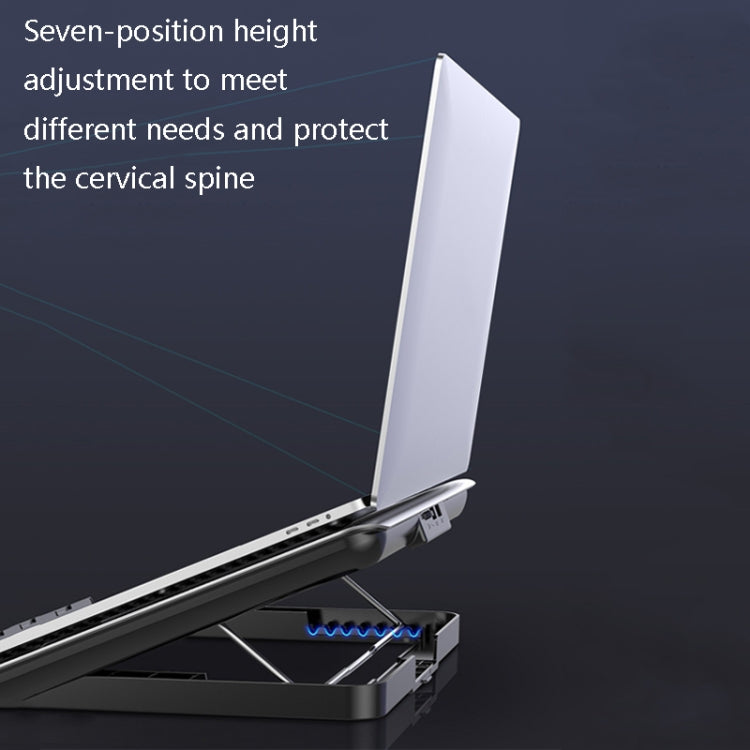 ICE COOREL Laptop Aluminum Alloy Radiator Fan Silent Notebook Cooling Bracket, Space Silver, Tungsten Gold Black, Six-Fan Space Silver, Six-Fan Tungsten Gold Black