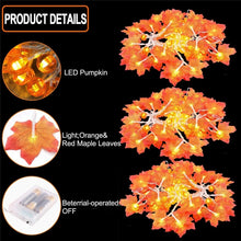 Load image into Gallery viewer, Maple Pumpkin Lantern String Lights Halloween Thanksgiving Garden Party Room Decoration Lights, 1.5m 10 LEDs, 3m 20 LEDs, 6m 40 LEDs