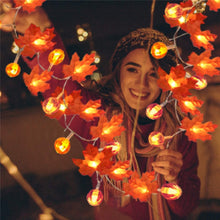 Load image into Gallery viewer, Maple Pumpkin Lantern String Lights Halloween Thanksgiving Garden Party Room Decoration Lights, 1.5m 10 LEDs, 3m 20 LEDs, 6m 40 LEDs