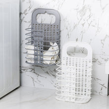 Load image into Gallery viewer, Household Bathroom Wall-Mounted Perforation-Free Folding Dirty Clothes Basket Toy Storage Basket, White, Grey