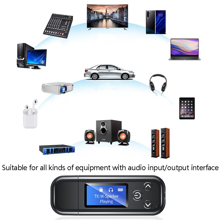 K15Pro With LCD Screen Bluetooth Adapter Audio Receiver Transmitter 3.5mm AUX Car Hands-Free, K15Pro