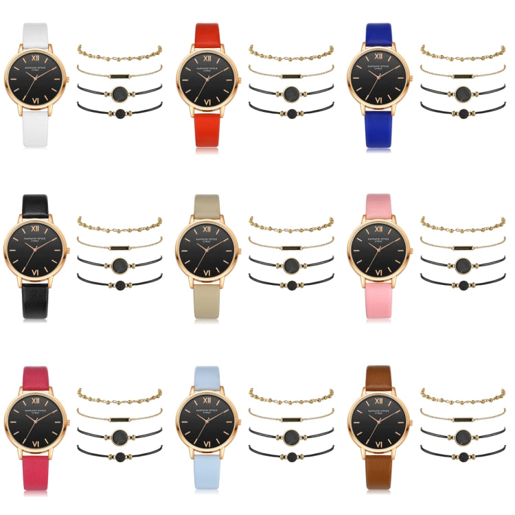 LVPAI XR3795 Ladies PU Strap Alloy Quartz Watch + Bracelet Set