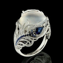 Load image into Gallery viewer, Vintage Silver Hollow Natural Opal Rings Feather Pattern Rings for Women Jewelry, 10, 6, 7, 8, 9