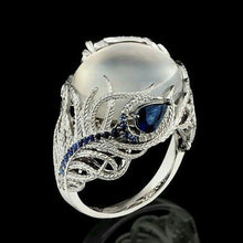 Load image into Gallery viewer, Vintage Silver Hollow Natural Opal Rings Feather Pattern Rings for Women Jewelry, 10, 6, 7, 8, 9