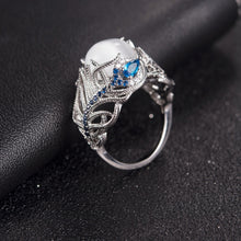 Load image into Gallery viewer, Vintage Silver Hollow Natural Opal Rings Feather Pattern Rings for Women Jewelry, 10, 6, 7, 8, 9