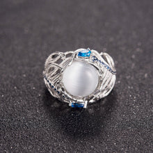 Load image into Gallery viewer, Vintage Silver Hollow Natural Opal Rings Feather Pattern Rings for Women Jewelry, 10, 6, 7, 8, 9