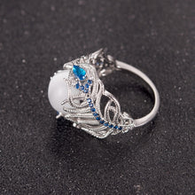 Load image into Gallery viewer, Vintage Silver Hollow Natural Opal Rings Feather Pattern Rings for Women Jewelry, 10, 6, 7, 8, 9