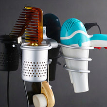 Load image into Gallery viewer, Space Aluminum Golden Hair Dryer Rack, With Barrel (Silver), With Barrel (Gold), With Double Barrel, With Toothbrush Holder