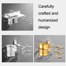 Load image into Gallery viewer, Space Aluminum Golden Hair Dryer Rack, With Barrel (Silver), With Barrel (Gold), With Double Barrel, With Toothbrush Holder