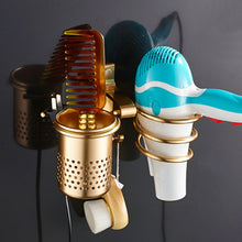 Load image into Gallery viewer, Space Aluminum Golden Hair Dryer Rack, With Barrel (Silver), With Barrel (Gold), With Double Barrel, With Toothbrush Holder