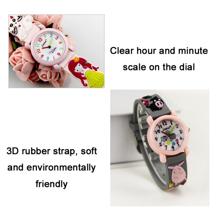 JNEW A335-86195 Children Cute Cartoon Waterproof Time Cognitive Quartz Watch