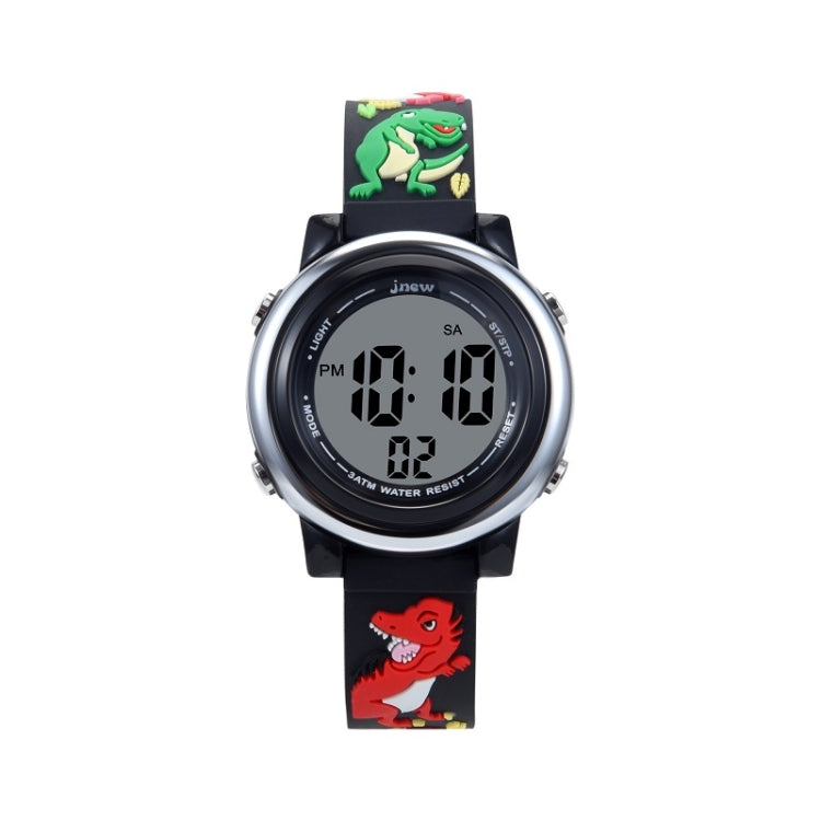 JNEW A380-86172 Children Cartoon 3D Castle Dinosaur Alarm Waterproof Colorful Backlight LED Electronic Watch