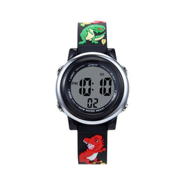 JNEW A380-86172 Children Cartoon 3D Castle Dinosaur Alarm Waterproof Colorful Backlight LED Electronic Watch