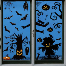 Load image into Gallery viewer, Halloween Decoration Stickers Pumpkin Lamp Spider Ghost Electrostatic Stickers,Style:, BQ040ABCD-45-46-47-48, BQ040ABCD-50-51, BQ041-42-43-44, BQ41-42-43-44-47-48, BQ049 + 050 + 052, BQ049 + 50 + 51 + (52 x 2), BQ049-51-52