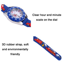 Load image into Gallery viewer, JNEW 6811-20076 Children Waterproof Cartoon 3D Fire Truck Car Silicone Strap Quartz Watch