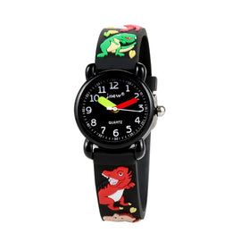 JNEW A335-86172 Children Cute Cartoon 3D Dinosaur Waterproof Silicone Strap Quartz Watch