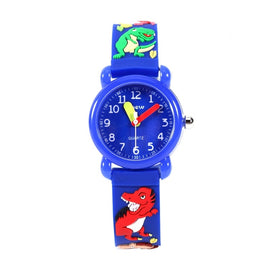 JNEW A335-86172 Children Cute Cartoon 3D Dinosaur Waterproof Silicone Strap Quartz Watch