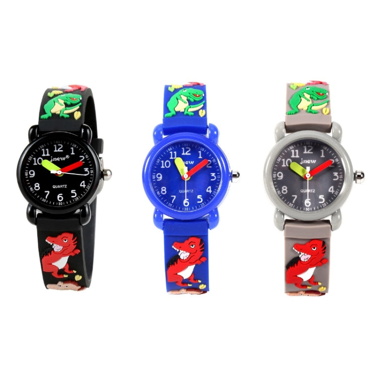 JNEW A335-86172 Children Cute Cartoon 3D Dinosaur Waterproof Silicone Strap Quartz Watch