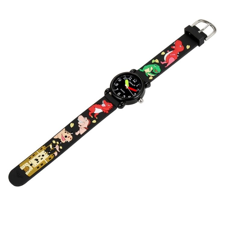 JNEW A335-86172 Children Cute Cartoon 3D Dinosaur Waterproof Silicone Strap Quartz Watch