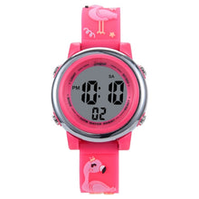 Load image into Gallery viewer, JNEW A380-86576 Student Cartoon Flamingo Waterproof Luminous Multifunction LED Electronic Watch